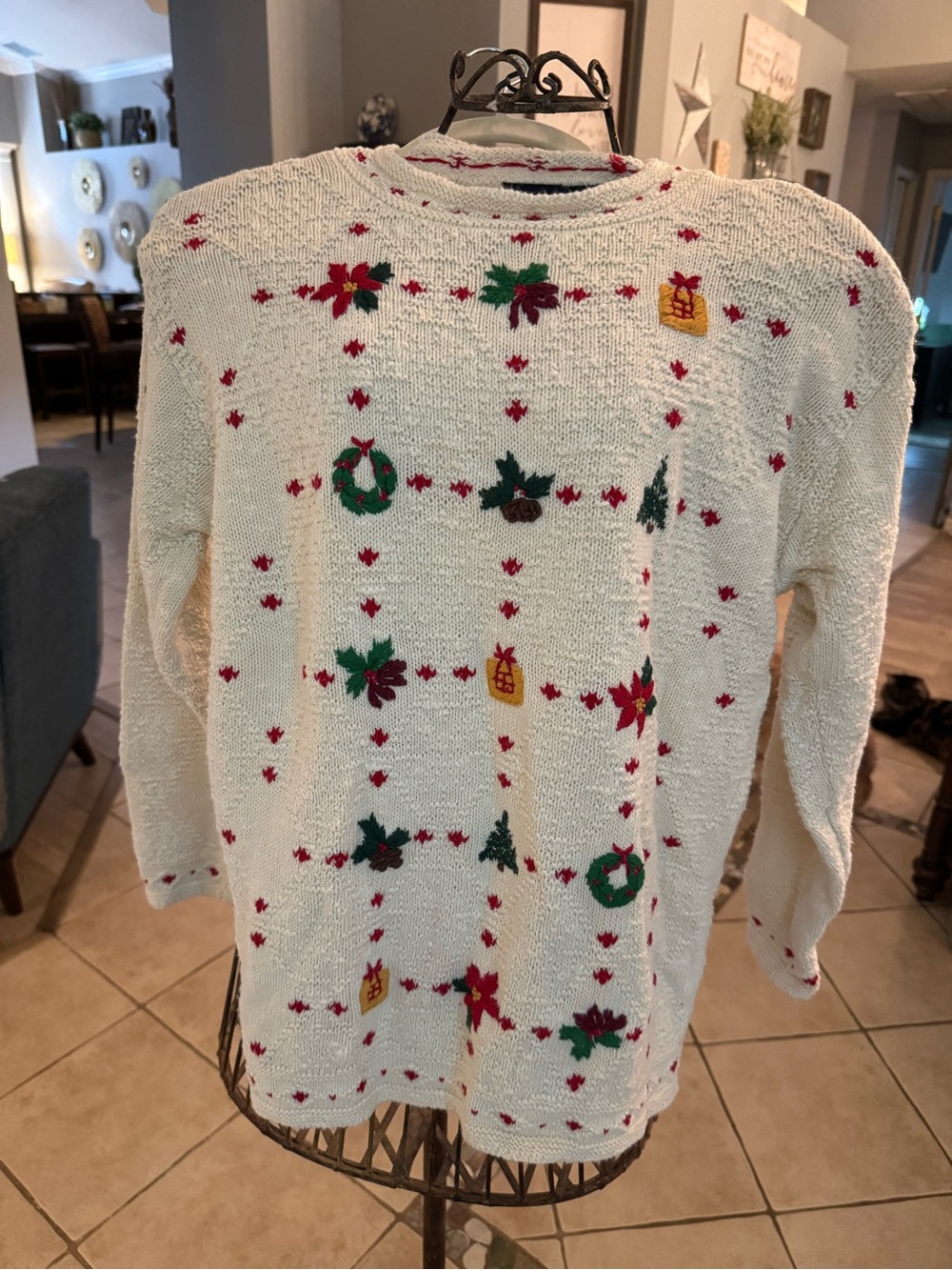 Vintage Lizsport Petite Christmas Sweater Women’s Small Embroidered Holiday Knit